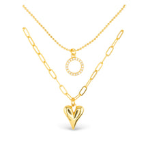 Load image into Gallery viewer, CZ Dual Layer Heart Necklace
