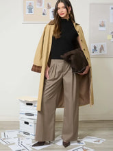 Load image into Gallery viewer, Corduroy Collar Plaid Sleeve Coat
