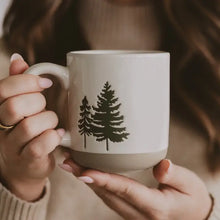Load image into Gallery viewer, Green Trees Stoneware Coffee Mug
