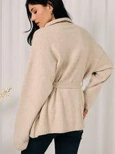 Load image into Gallery viewer, Belted Knit  Cardigan-Oatmeal

