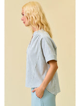 Load image into Gallery viewer, Stripe Button Down Shirring Flowy Top
