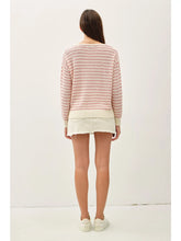 Load image into Gallery viewer, Taupe Striped Crochet Sweater
