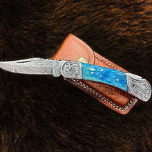 Load image into Gallery viewer, Pocket Knife Dyed Blue Bone 6.5-TF-010B
