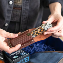 Load image into Gallery viewer, Eagle Engraved Checkered Pocket Knife-TF-086
