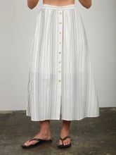 Load image into Gallery viewer, Stripe Mock Button Down Midi Skirt
