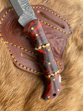 Load image into Gallery viewer, POCKET KNIFE RED RESIN WOOD 6.5&#39;&#39; DAMASCUS STEEL KNIFE STEEL
