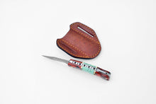 Load image into Gallery viewer, Damascus steel pocket knife Limited Run Red &amp; Blue Resin TF-050
