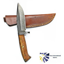 Load image into Gallery viewer, Damascus Camp/ Hunting Knife / Rose Wood Handle
