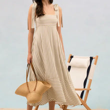 Load image into Gallery viewer, Stripe Tie Strap Sleeveless Maxi Dress
