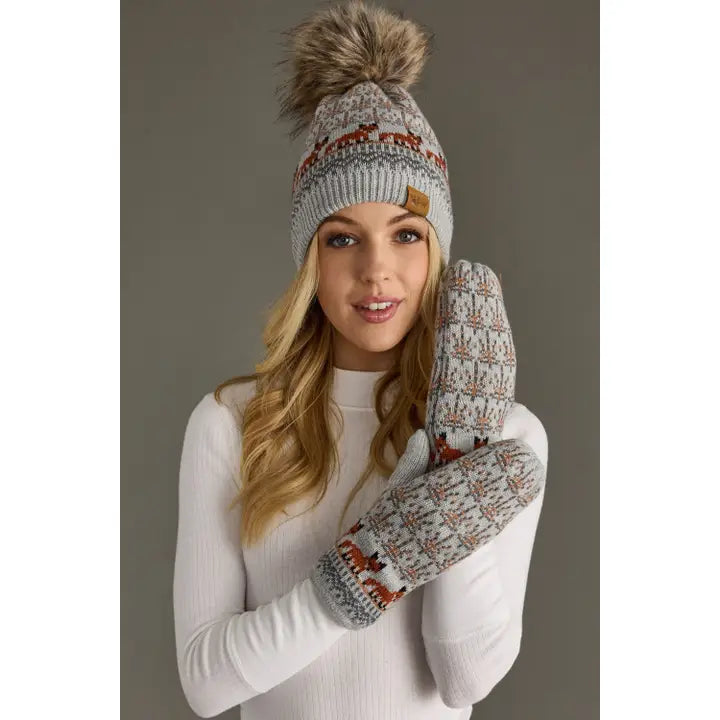 Gray Fox Pattern Mittens