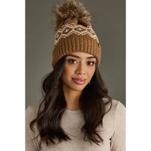 Load image into Gallery viewer, Brown &amp; Speckled Patterned Pom Hat
