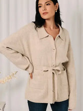 Load image into Gallery viewer, Belted Knit  Cardigan-Oatmeal
