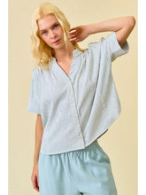 Load image into Gallery viewer, Stripe Button Down Shirring Flowy Top
