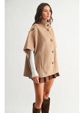 Load image into Gallery viewer, Wool-Blend Buttoned Cape Jacket
