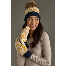 Load image into Gallery viewer, Cream, Mustard &amp; Navy Pattern Mittens
