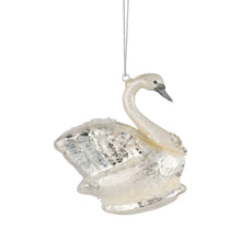 Load image into Gallery viewer, Glass swan orn pale slv,3.75in
