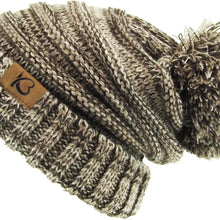 Load image into Gallery viewer, Chunk Pom Pom Cable Knit Ribbed Beanie
