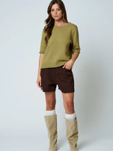 Load image into Gallery viewer, Raw Edge Half Sleeve Knit Sweater
