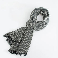 Load image into Gallery viewer, Elegant Stripe  Cotton Long Scarf
