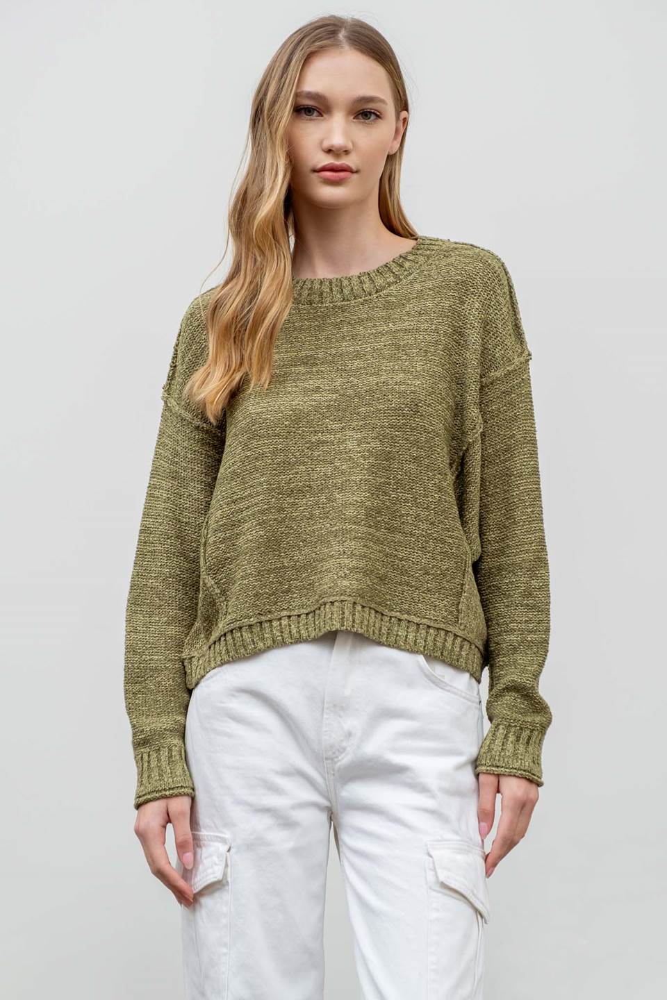 Exposed Seam Drop Shoulder Pullover