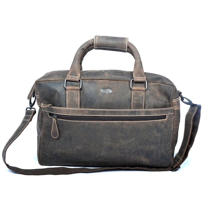 Spacious Buffalo Leather Shoulder Bag