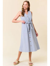 Load image into Gallery viewer, Cotton Twill V-Neck  Button Down Dress
