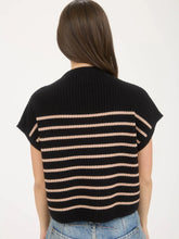 Load image into Gallery viewer, Stripe Mock Neck S/Sleeve Sweater
