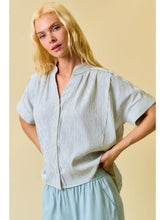 Load image into Gallery viewer, Stripe Button Down Shirring Flowy Top
