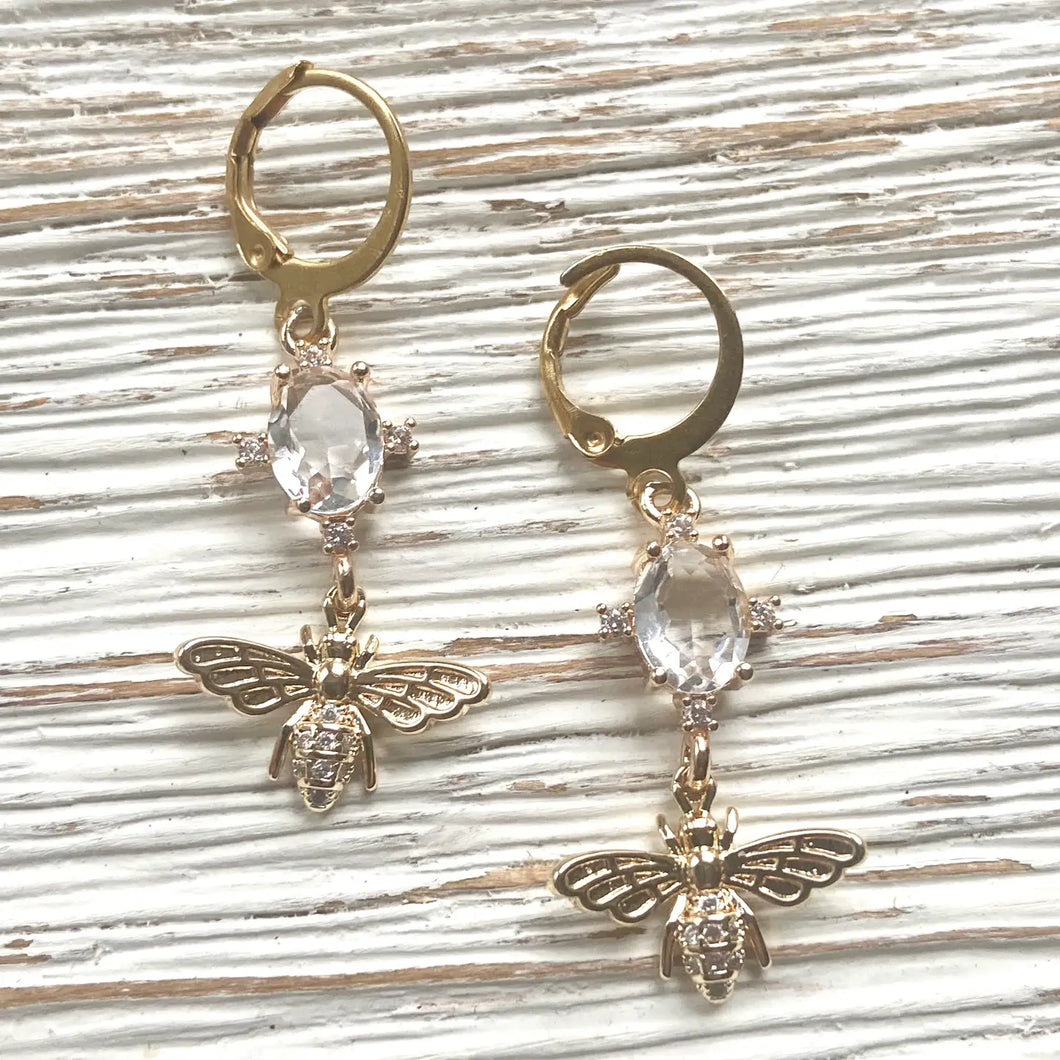 French Bee Crystal Earrings