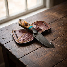 Load image into Gallery viewer, Amber Turquoise  Gut-Hook  Knife TIK-009
