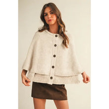Load image into Gallery viewer, Button Front Tiered Knit Capelet
