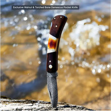 Load image into Gallery viewer, Walnut &amp; Torched Bone Pocket Knife TK-415
