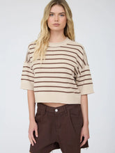 Load image into Gallery viewer, Stripe Drop Shoulder Raw Edge Sweater
