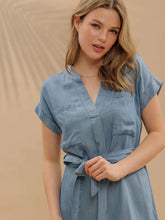 Load image into Gallery viewer, Belted  Cuff Sleeve Shirt Dress
