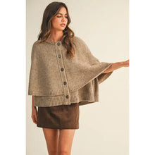 Load image into Gallery viewer, Button Front Tiered Knit Capelet
