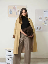 Load image into Gallery viewer, Corduroy Collar Plaid Sleeve Coat
