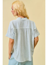 Load image into Gallery viewer, Stripe Button Down Shirring Flowy Top

