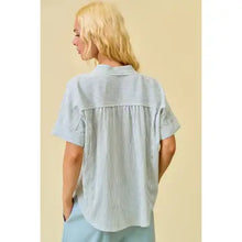 Load image into Gallery viewer, Stripe Button Down Shirring Flowy Top
