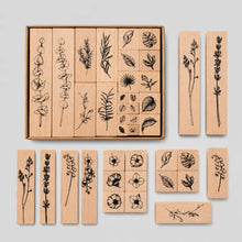Load image into Gallery viewer, Vintage Botanical Wooden Stamp Set
