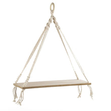 Load image into Gallery viewer, Boho Wood &amp; Macrame Hanging Shelf
