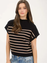 Load image into Gallery viewer, Stripe Mock Neck S/Sleeve Sweater
