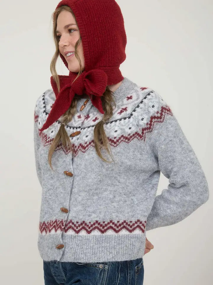 Faire Isle Toggle Button Knit Cardigan