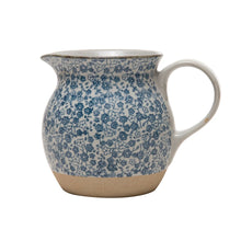 Load image into Gallery viewer, Floral Hand-Painted Stoneware Pitcher
