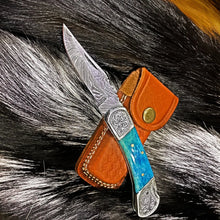 Load image into Gallery viewer, Pocket Knife Dyed Blue Bone 6.5-TF-010B
