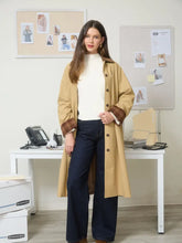 Load image into Gallery viewer, Corduroy Collar Plaid Sleeve Coat
