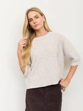 Load image into Gallery viewer, Heathered Contrast Trim Short Sleeve Knit Sweater
