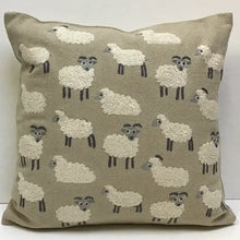 Load image into Gallery viewer, Pillow Applique/Embo 16" Sheep Flock Sand
