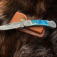 Load image into Gallery viewer, Pocket Knife Dyed Blue Bone 6.5-TF-010B
