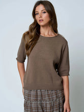 Load image into Gallery viewer, Raw Edge Half Sleeve Knit Sweater
