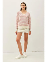 Load image into Gallery viewer, Taupe Striped Crochet Sweater
